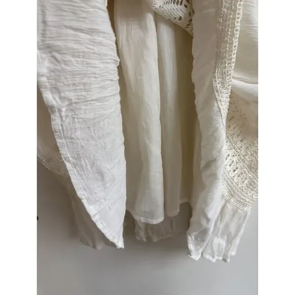 Magic Ivory Crochet Lace Tiered Boho Maxi Skirt M Whimsical Gypsy Fairy Cottage - Picture 4 of 8